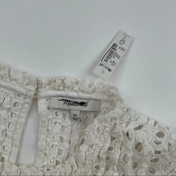 New Madewell Eyelet Ruffle Sleeve Pintuck Mini Dress - Picture 7 of 9